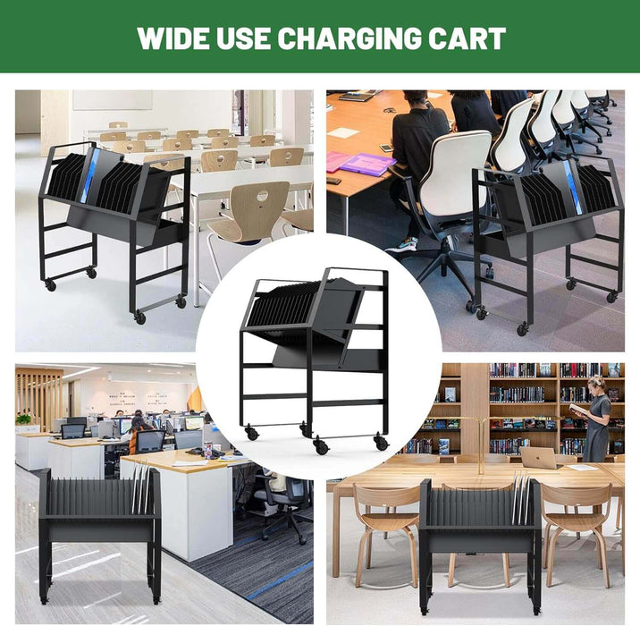 16 Devices Mobile Open Charging Cart 27"Wx 14.7"D x 30"H