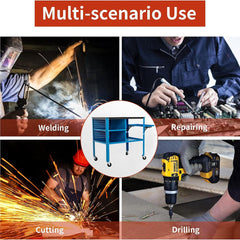 Holzoffer Welding Table, Welding Cart with Wheels, Nitriding Table Top, Shelf Storage Box, Tools Organizer Slots Panel