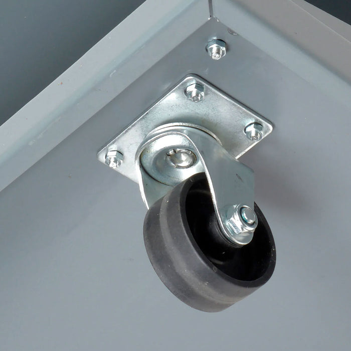 16 Shelf Double-Sided Mobile Pick Rack - 64 Blue Plastic Shelf Bin Storage Rack 8" Wide