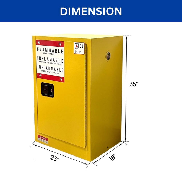 Steel Flammable Cabinet w/ Double Lock 23"W x 18"D x 35"H, 12 Gallon