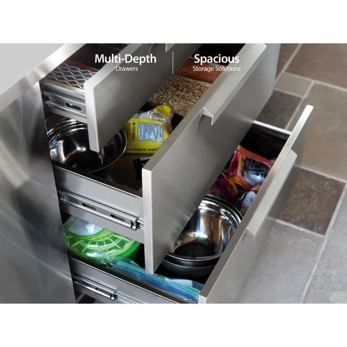 3 Drawer Stainless Steel Kitchen Cabinet, 32"W x 23"D x 35"H, Outdoor Kitchen Cabinet