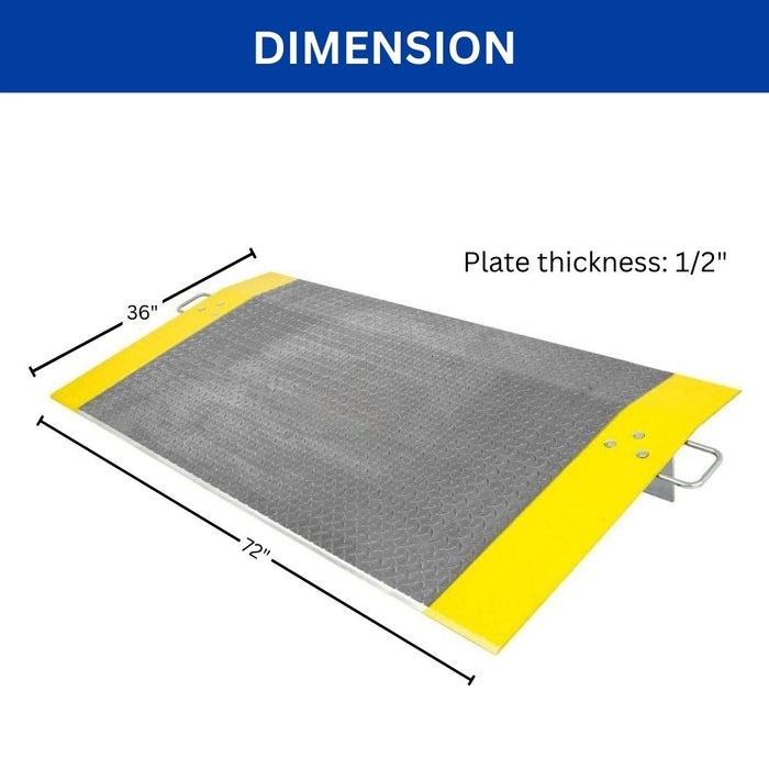 36" x 72" Heavy Duty Dock Plate w/ Carrying Handles for Pallet Jacks, Aluminum, 4100 lbs Weight Capacity
