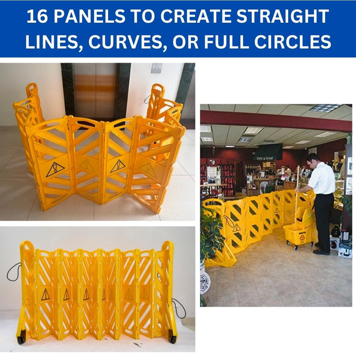 13 ft Extendable Mobile Safety Barrier, Folding Safety Barricade System