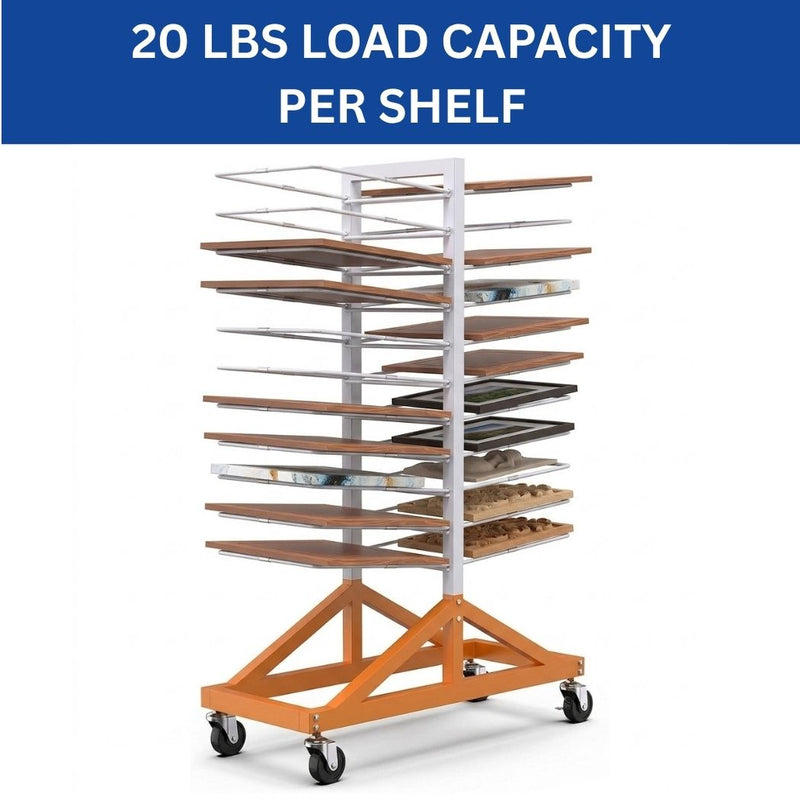 22-Tier Mobile Paint Drying Rack, 20 lbs per Tier for Artwork Drying