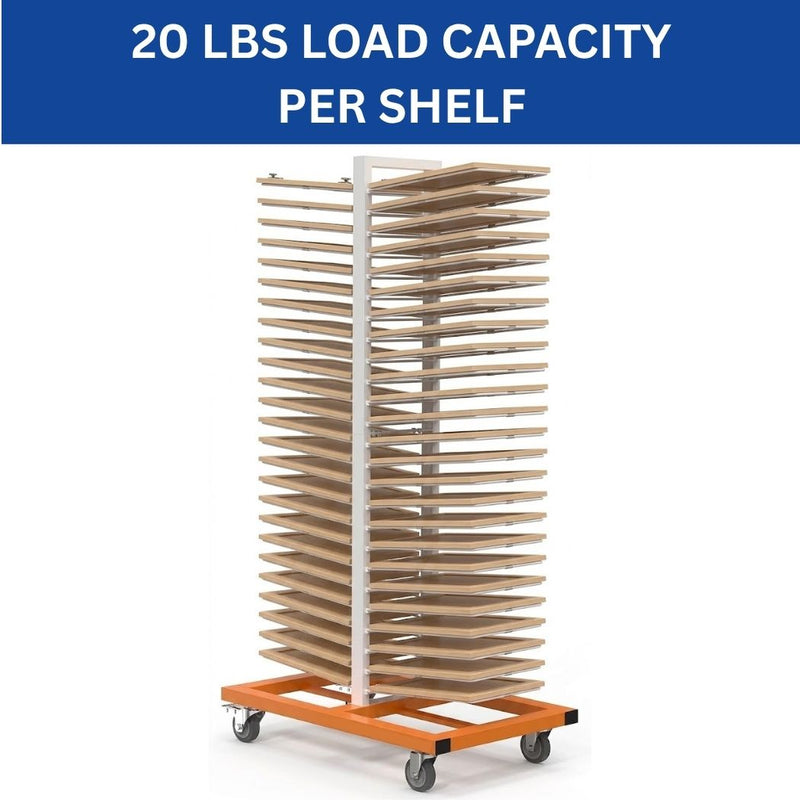 52-Tier Mobile Paint Drying Rack, 20 lbs per Tier for Artwork Drying