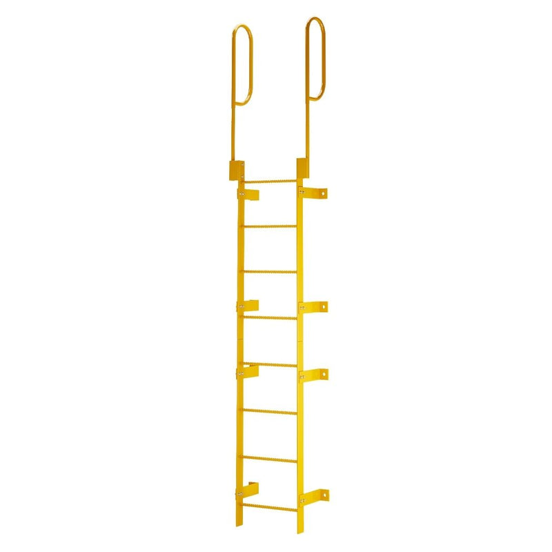 8 Step Steel Roof Access Ladder 7'H, Wall Mount, Yellow