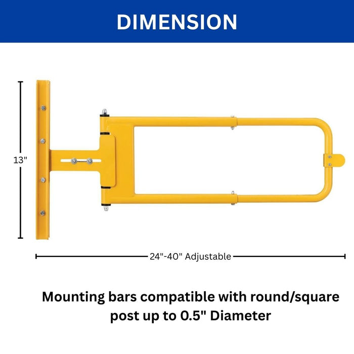 Self-Closing Safety Swing Gate 24"-40" Opening Adjustable, Steel Construction