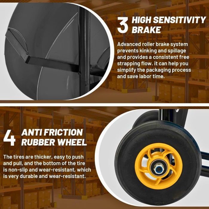 Strapping Cart w/ Wheels & Tray, 25.2"W x 13.8"D x 40.2"H