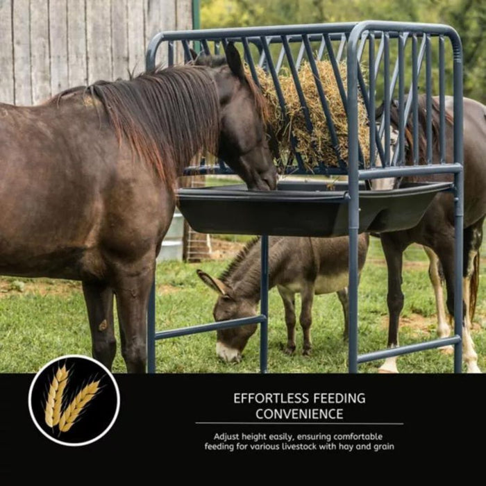 Steel Hay and Grain Feeder, 50"-71" Height Adjustable, 3-4 Flakes