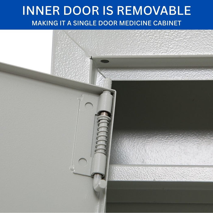 Locking Medicine Cabinet 9.5"W x 4.7"D x 15"H, Double Lock & Double Door, Wall Mount