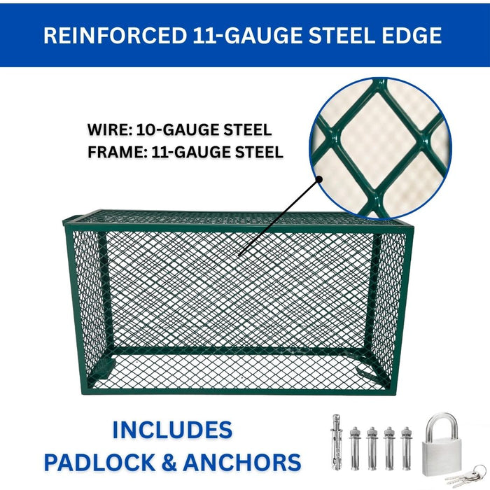 Green Backflow Cage 43.7"L x 12.6"W x 23.7"H, Theft Prevention