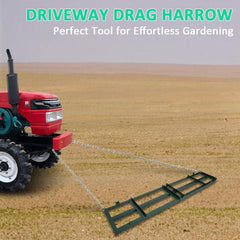 Holzoffer 8 FT Drag Harrow, Driveway Drag Grader Landscape Power Rake, Tow Behind Yard Lawn Leveling Tool with 6 Ft Heavy Duty Chain for ATV, UTV, Tractor, Mower