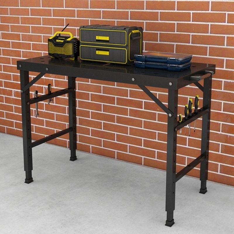Height Adjustable Folding Weld Table w/ Wheels, 42" x 21" x 27.5-36.4"H, 1000 lbs Load Capacity