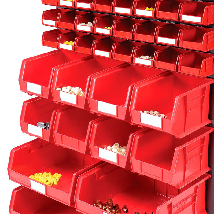 Mobile Double Sided Floor Bin Storage Rack - 88 Stacking Bins 36 x 54