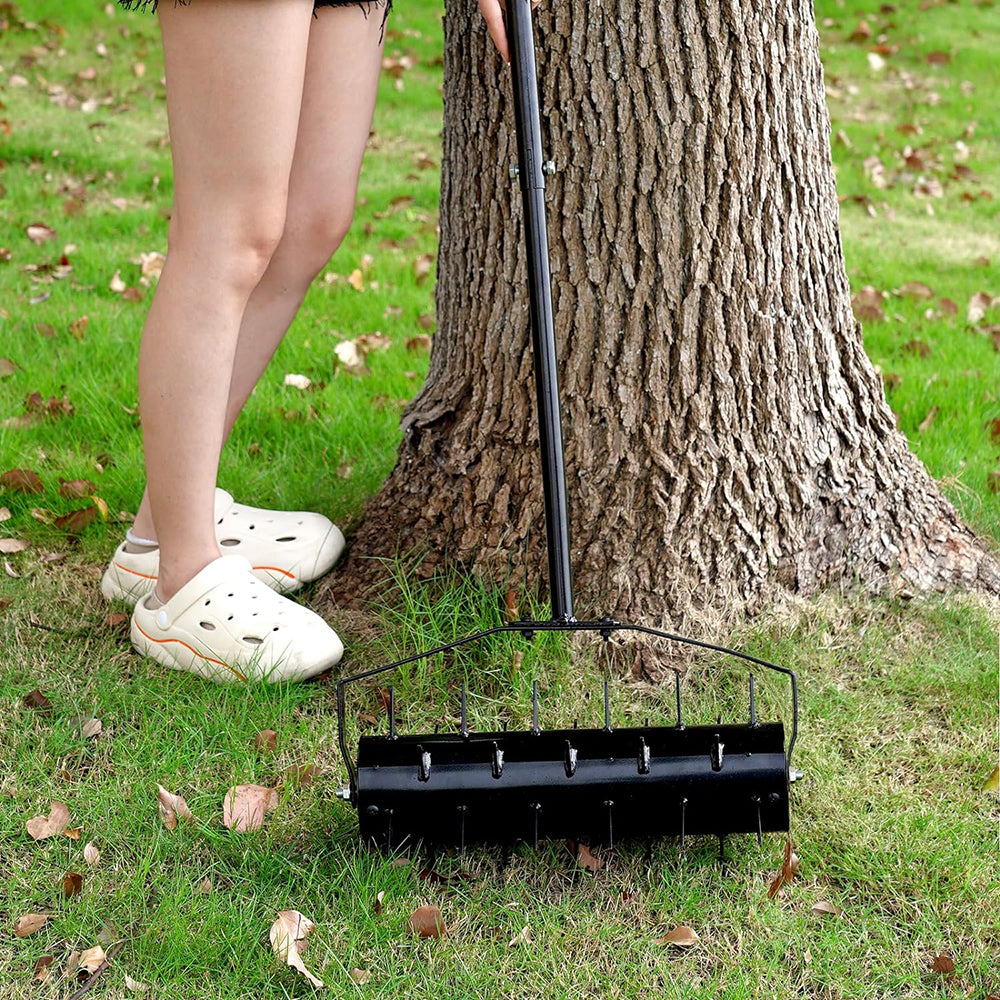 Holzoffer Rolling Lawn Aerator, Upgrade Manual Lawn Tool with Tine Spikes for Lawn, Garden, and Yard Grass Care