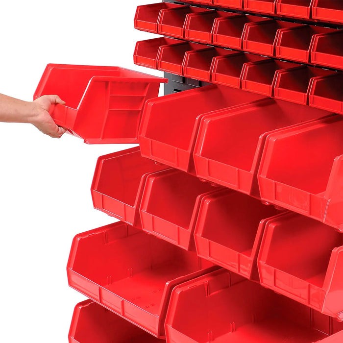 Mobile Double Sided Floor Bin Storage Rack - 88 Stacking Bins 36 x 54