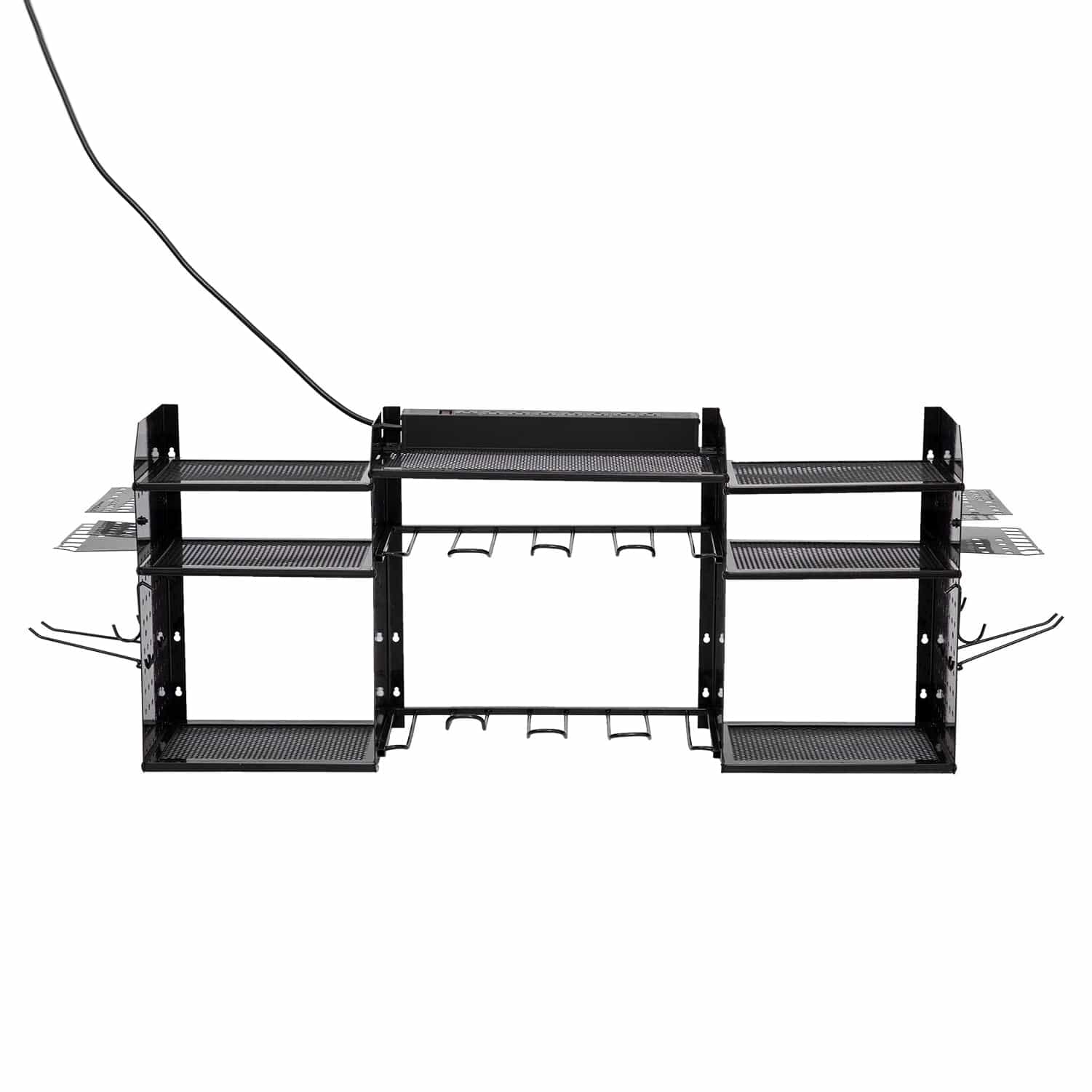 Holzoffer Black Large Tools Organizer Wall Mount Charging Station, 39 Inch Long Power Tool Battery Storage Rack