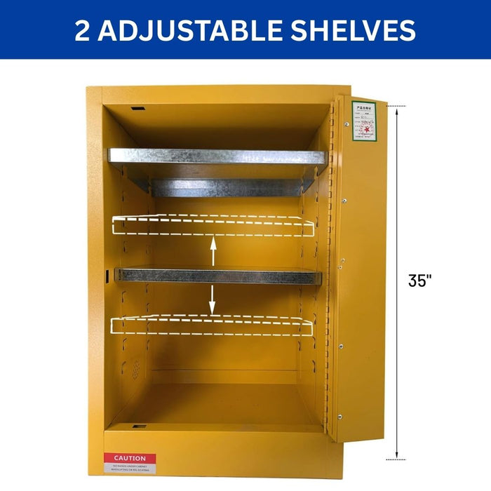 Steel Flammable Cabinet w/ Double Lock 23"W x 18"D x 35"H, 12 Gallon