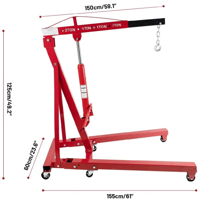 Folding Floor Crane with Telescopic Boom, 4000 Lbs Capacity