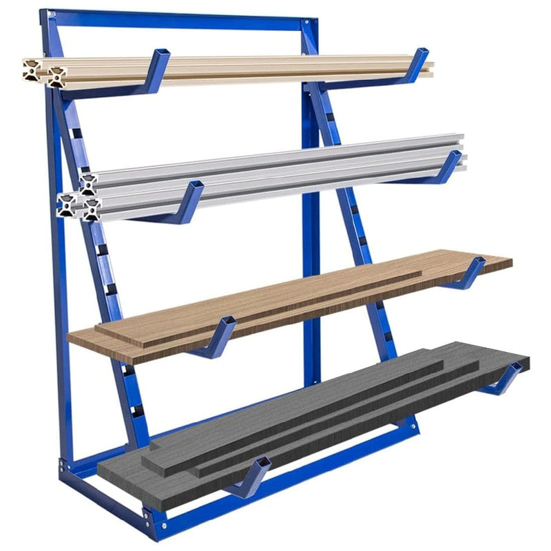 4-Tier Steel Horizontal Lumber & Pipe Storage Rack, 2000-lb Capacity, 48.3"L x 24"W x 60.8"H
