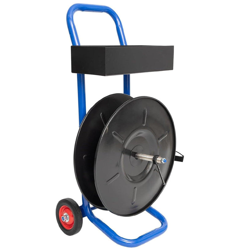 Steel Strapping Cart w/ Wheels & Tray, 19.7"W x 13.8"D x 35.5"H
