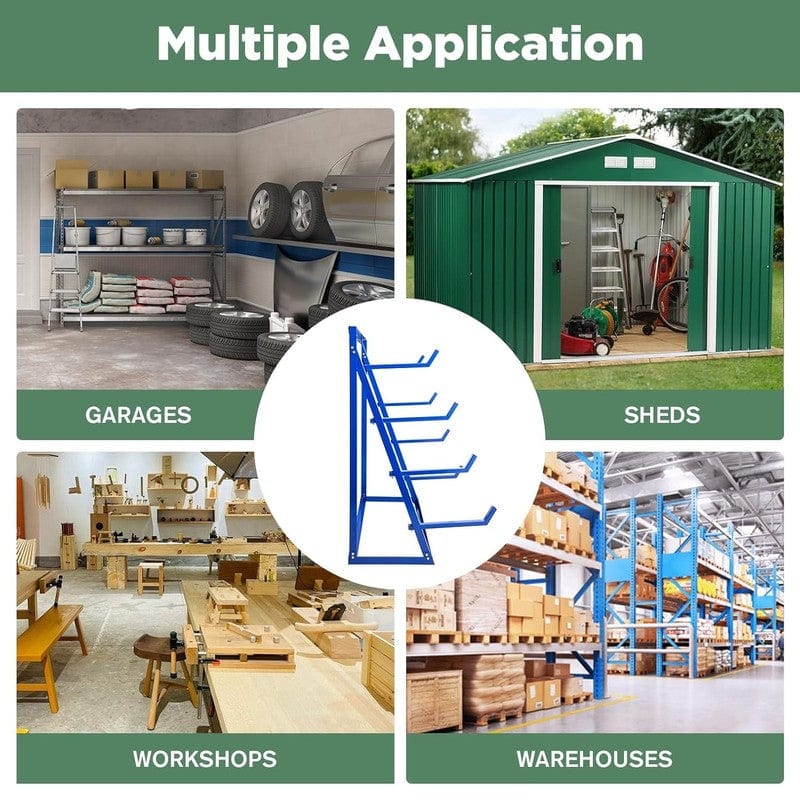 4-Tier Steel Horizontal Lumber & Pipe Storage Rack, 2000-lb Capacity, 48.3"L x 24"W x 60.8"H