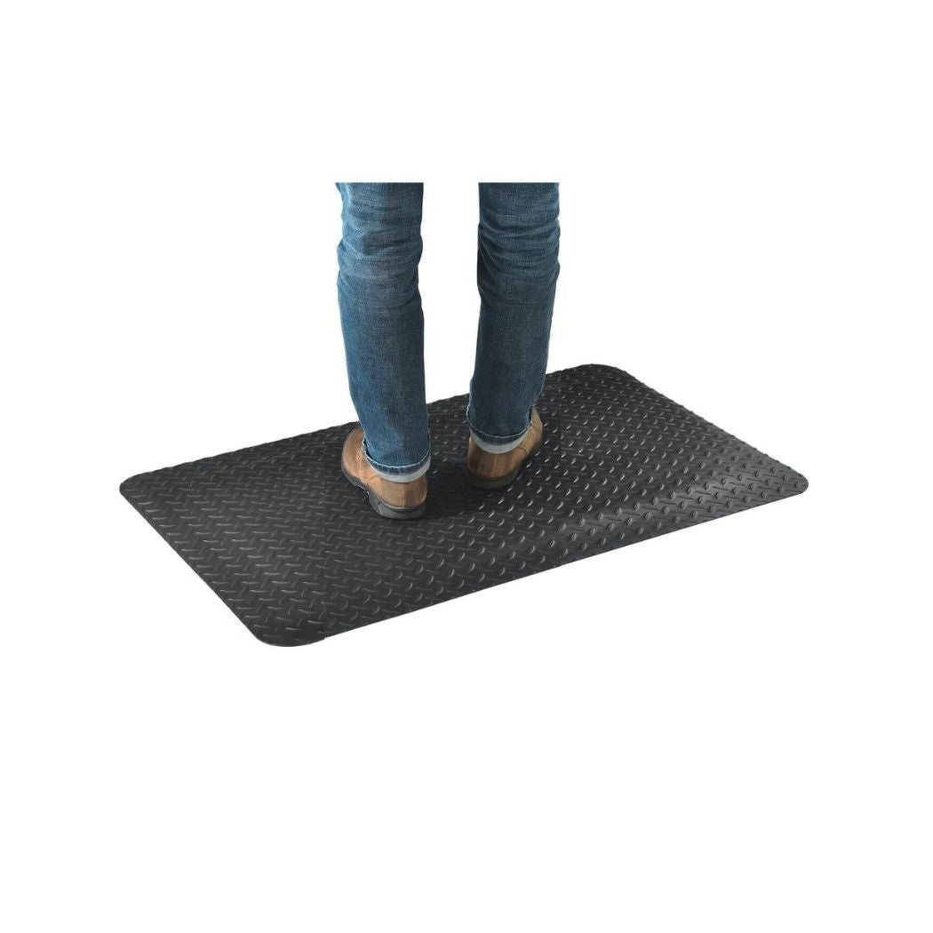 Diamond Plate Anti Fatigue Mat, 15/16" Thick, 2'W x 3'L, Black