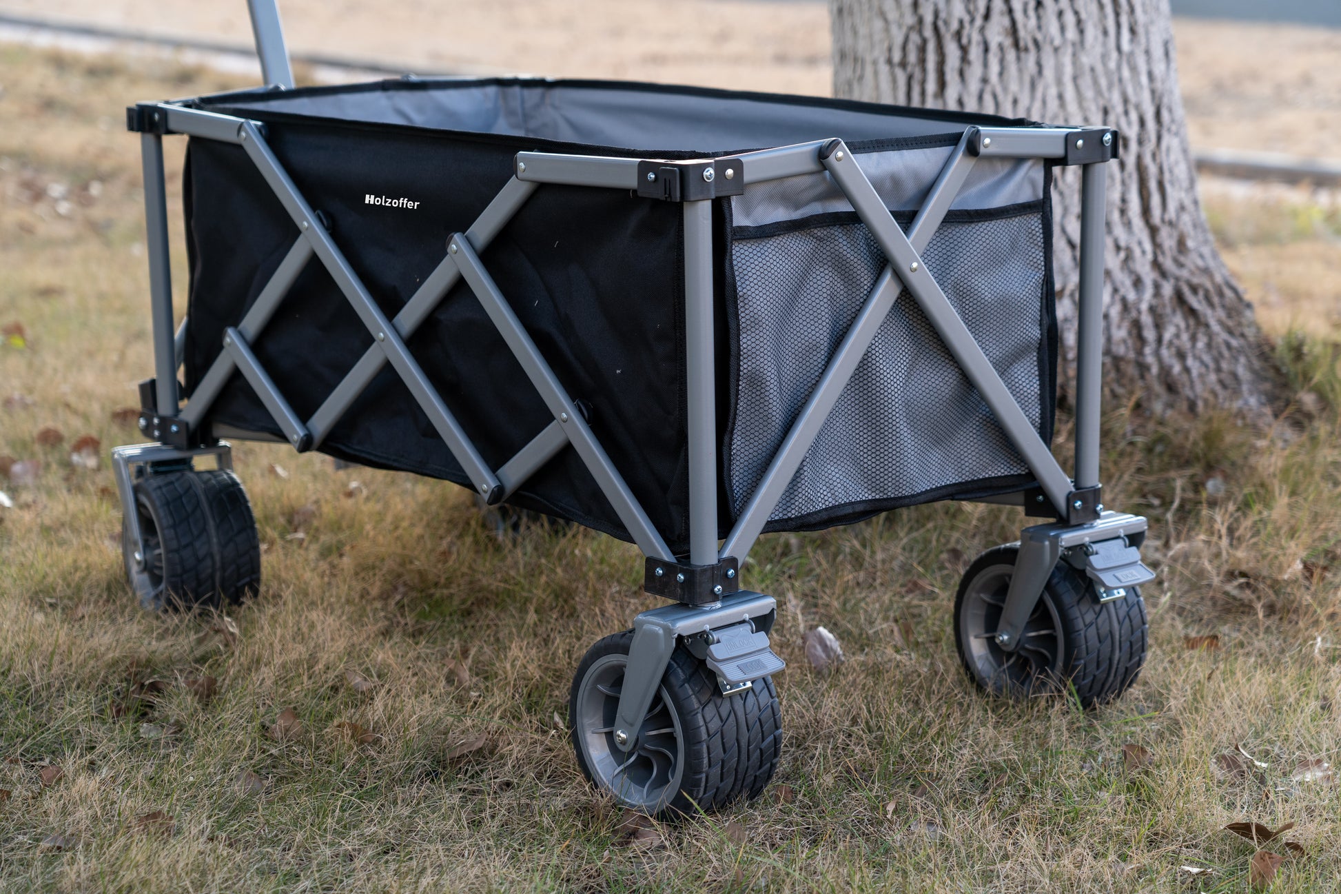 Holzoffer Folding Camping Cart, Foldable Wagon with Wheels, Portable Heavy Duty Collapsible cart