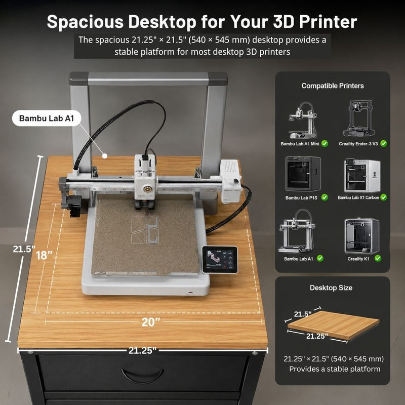 3D Printer Cabinet w/ Dehumidifying Dry, 40 Filaments Spool Storage Capacity, Heavy Duty Shelf 21.25"L x 21.5"W x 34.4"H