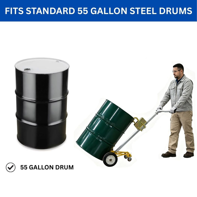 Drum Truck for 55 Gallon Drums, 1000 lb Load Capacity, 4 Wheels