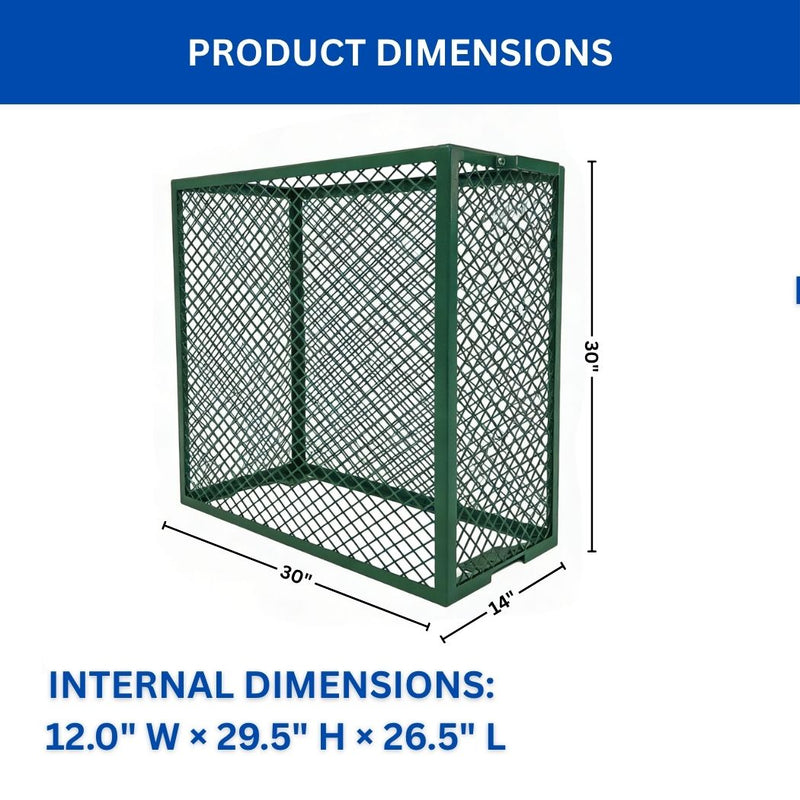 Green Backflow Cage 14"W x 30"H x 30"L, Theft Prevention
