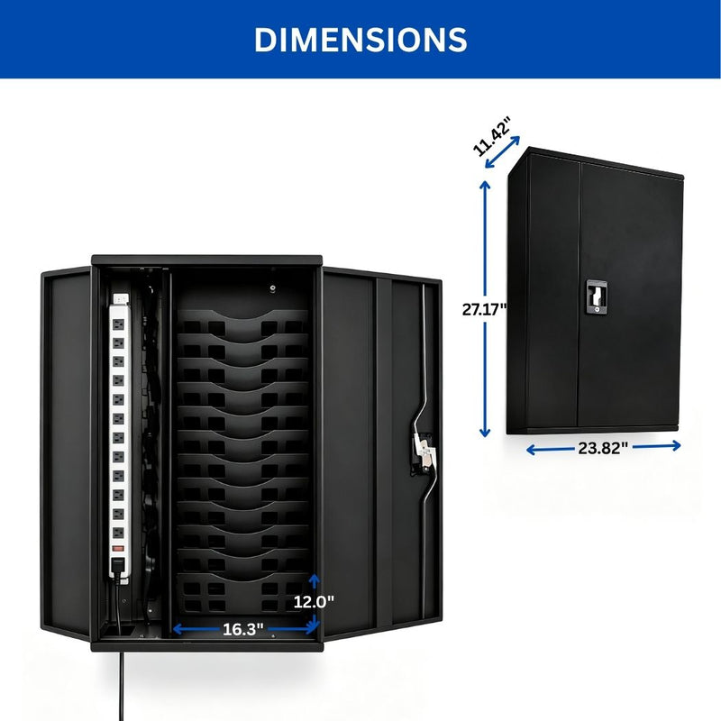 12-Devices Tablet and Chromebook Charging Cabinet for Schools, Offices & Healthcare, Wall Mount