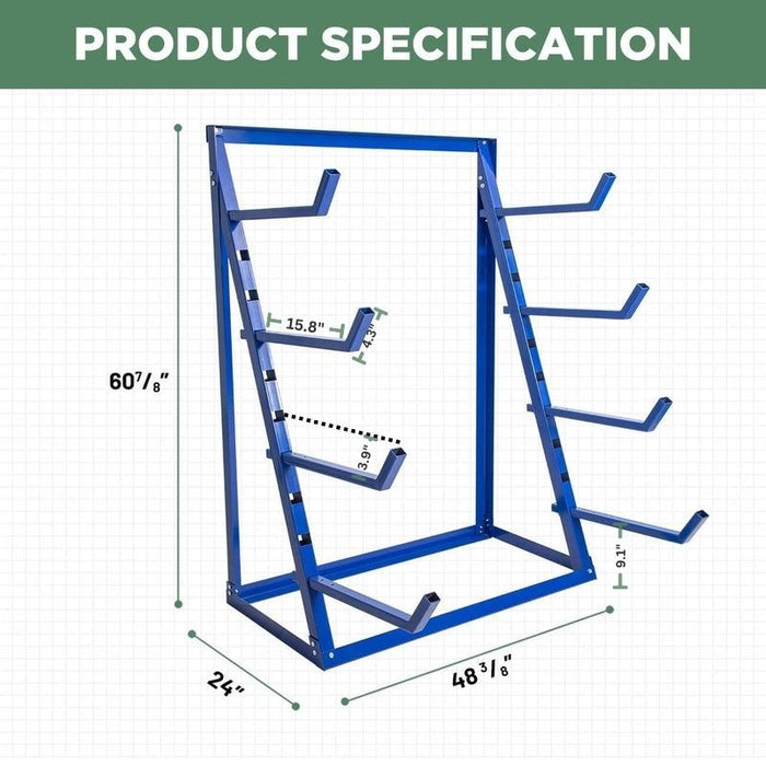 4-Tier Steel Horizontal Lumber & Pipe Storage Rack, 2000-lb Capacity, 48.3"L x 24"W x 60.8"H