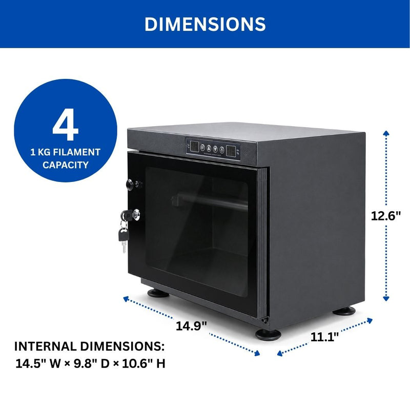 3D Printer Filament Dry Box 15"W x 10.2"D x 10.2"H, Efficient Humidity Control <15% ±5% RH