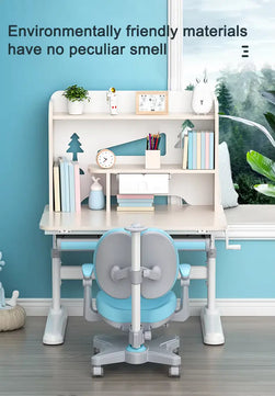 New Ergonomic Children's Study Table with Bookshelf Home Furniture Height Adjustable Children's Study Table and Chair Set