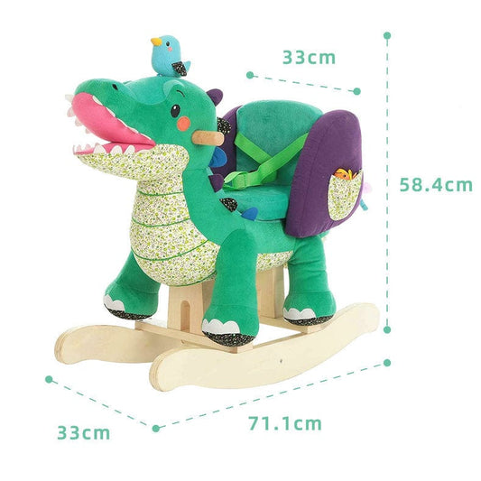 Holzoffer Wooden children's crocodile rocking horse anti-fall baby rocking chair birthday gift kindergarten cartoon boy and girl baby rocking horse