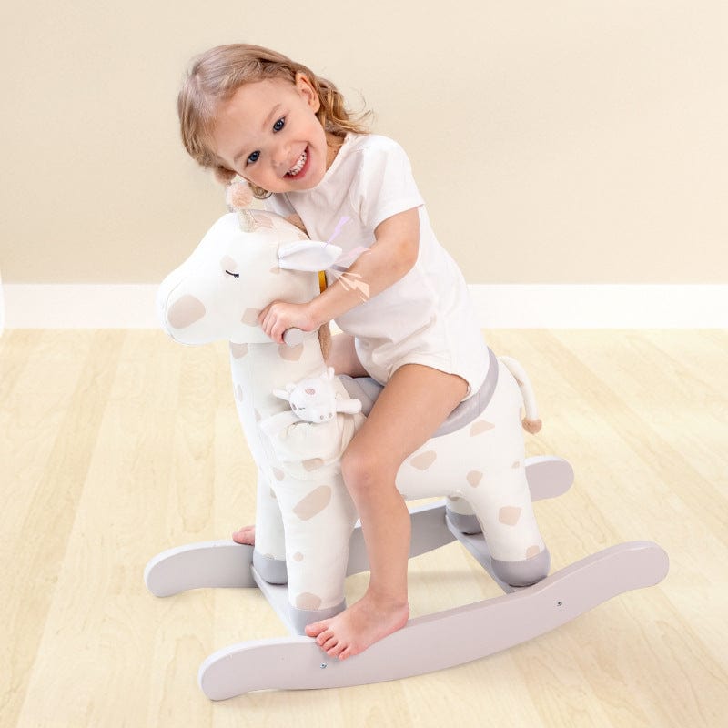 Holzoffer Children's rocking horse baby giraffe rocking horse baby rocking car toy First birthday gift Solid wood rocking horse