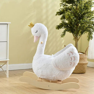 Holzoffer Baby solid wood rocking horse swan prince rocking horse wooden rocking horse rocking chair small rocking horse children's toy first birthday gift