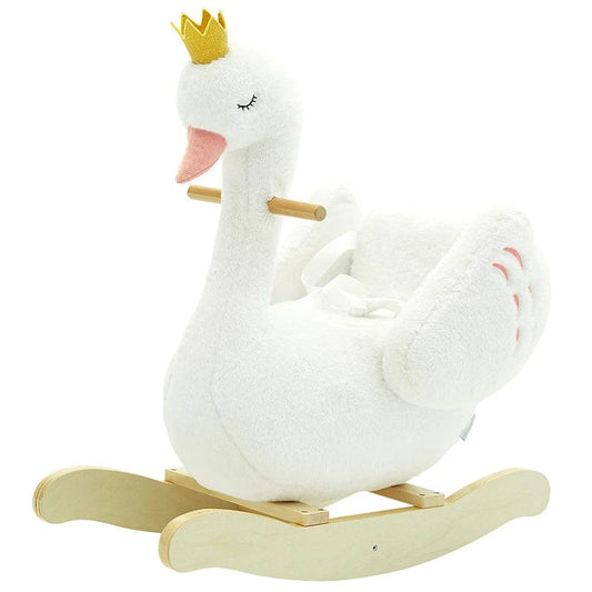 Holzoffer Baby solid wood rocking horse swan prince rocking horse wooden rocking horse rocking chair small rocking horse children's toy first birthday gift