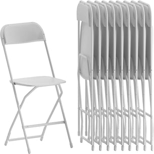 Holzoffer Plastic Folding Chair -  White - 10 Pack 650LB Weight Capacity Comfortable Event Chair-Lightweight Folding Chair For School, Classroom