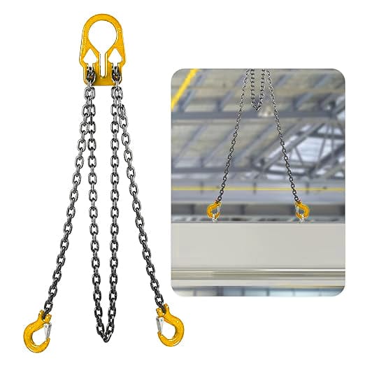 Holzoffer Lifting Chains with Adjuster Hooks, 5/16 Inch x 10 Ft, 7000lbs / 3.18 Tons, Chain Slings for Engine Hoist 2 Legs Industrial Grab Hook Heavy Duty