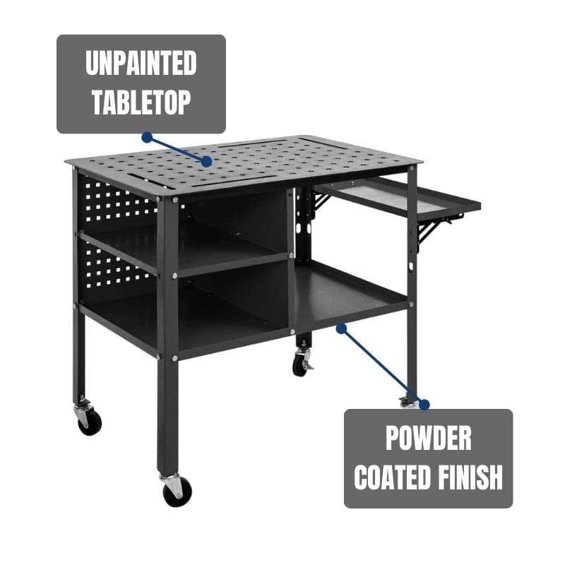 Welding Table 36" x 24" x 33.5H" w/ Storage Shelves & Wheels Welding Bench