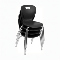 HolzofferStacking School Chairs with Contoured Seats, Heavy-Duty Plastic Stacking Classroom Chairs, 14"H, Set of 4, Black