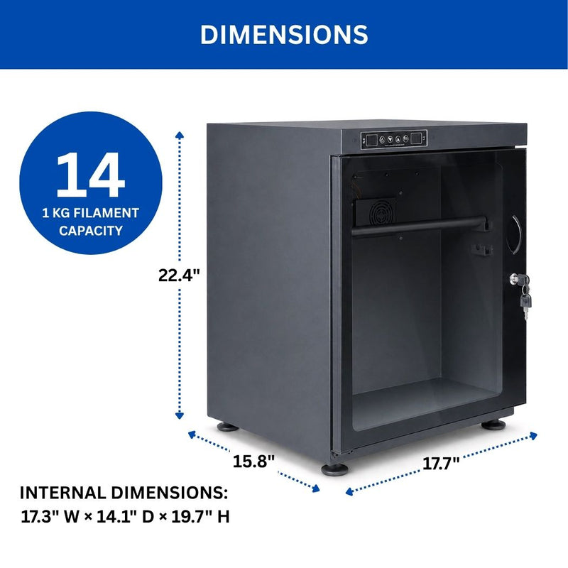 3D Printer Filament Dry Box 17.7"W x 15.8"D x 22.4"H, Efficient Humidity Control <15% ±5% RH
