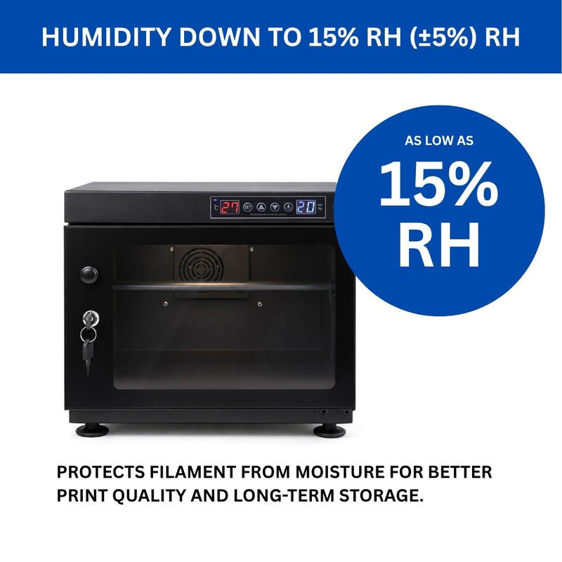3D Printer Filament Dry Box 15"W x 10.2"D x 10.2"H, Efficient Humidity Control <15% ±5% RH
