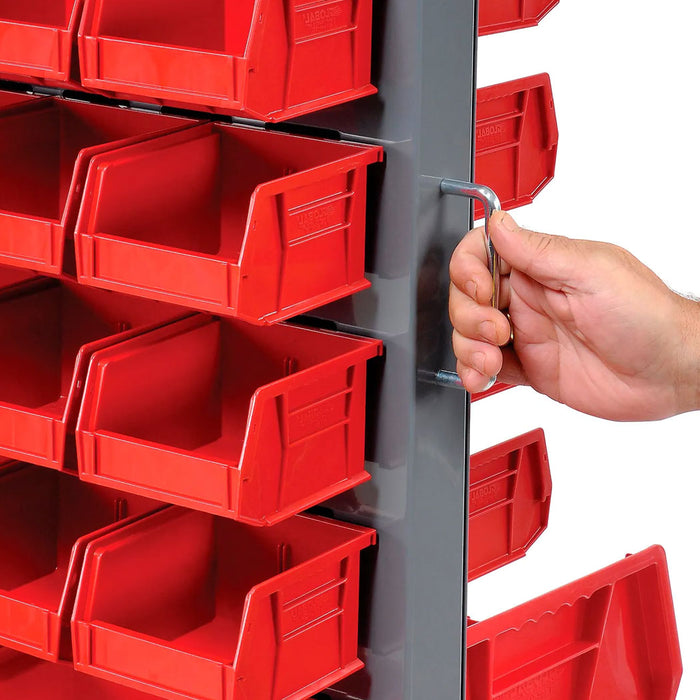 Mobile Double Sided Floor Bin Storage Rack - 88 Stacking Bins 36 x 54