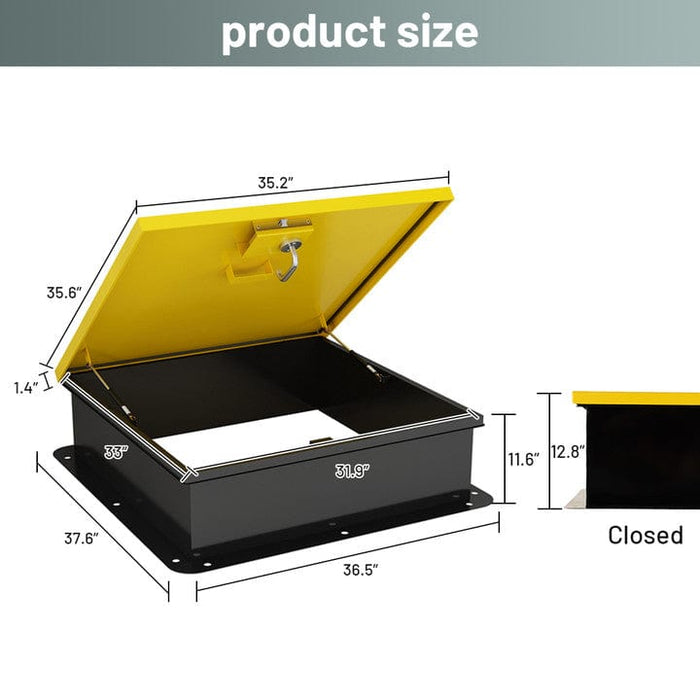 Roof Access Hatch with Door Latch 37.8" W x 14" Dx 36.6" H