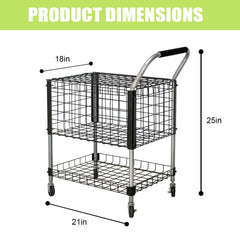 Holzoffer 24 x 21 x 18 inches Sports Tennis Teaching and Travel Carts, Portable Ball Holder with Wheels