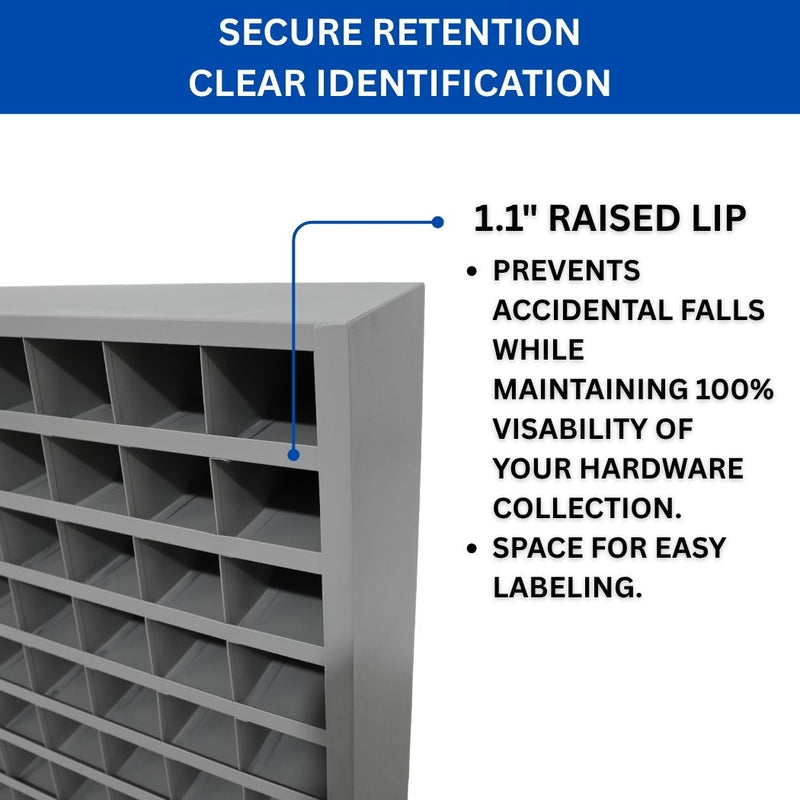 72 Open Bin Storage Unit, 33.5"W x 10"D x 31.5"H, Steel Parts Organizer for Nuts, Bolts, Screws & Small Components