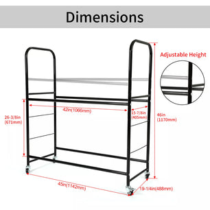 Holzoffer Black Rolling Tire Rack Heavy-Duty Steel with Wheel For Home Workshop